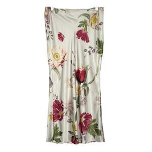 Meshki Viviana Satin Maxi Skirt L Bella Rosa Floral Print Pencil Midi Flower